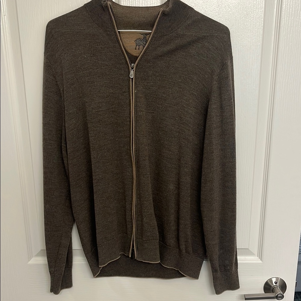 Raffi Brown Zip-Up Sweater